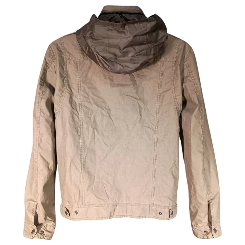 Levi's Two Pocket Military Jacket Mens Small Olive Green Hooded Full Zip